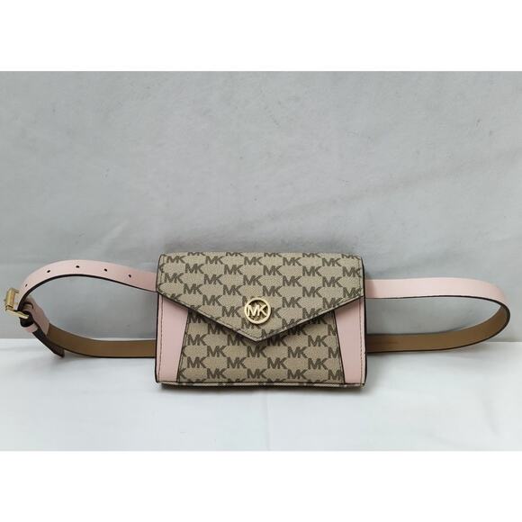 Michael Kors Brown Canvas MK Printed Fanny Belt Bag - Picture 1 of 15